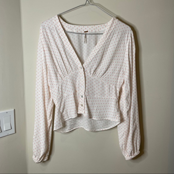 Free People polka dot crop blouse - Picture 1 of 5